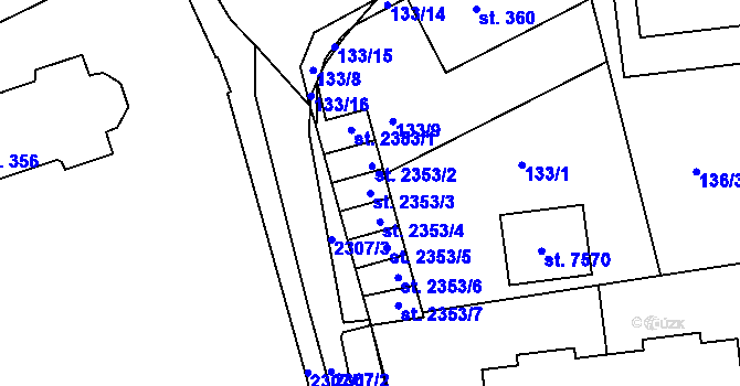 Parcela st. 2353/3 v KÚ Beroun, Katastrální mapa