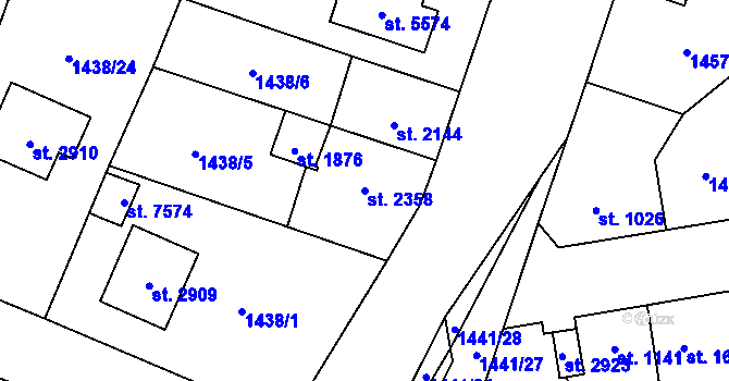 Parcela st. 2358 v KÚ Beroun, Katastrální mapa