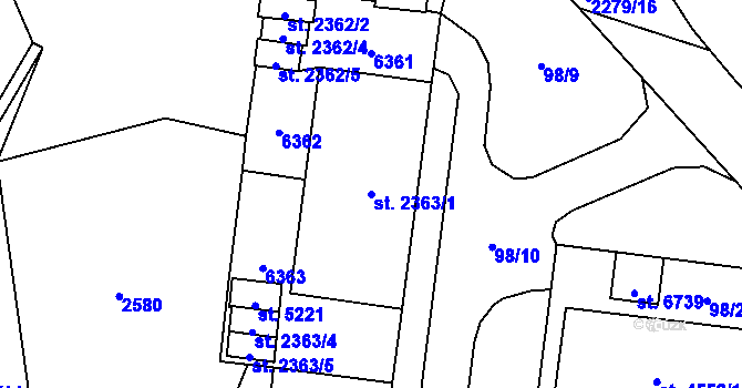 Parcela st. 2363/1 v KÚ Beroun, Katastrální mapa