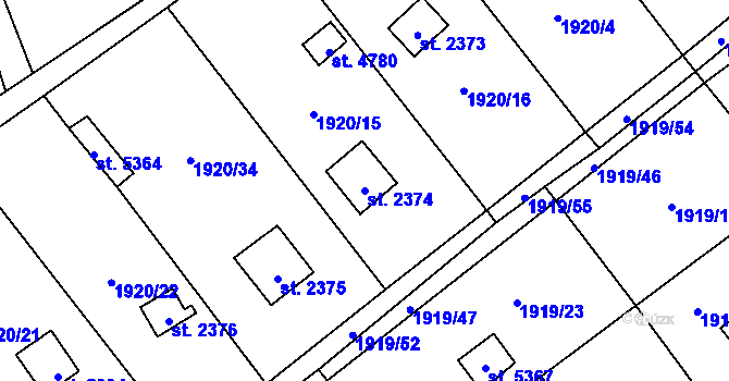 Parcela st. 2374 v KÚ Beroun, Katastrální mapa