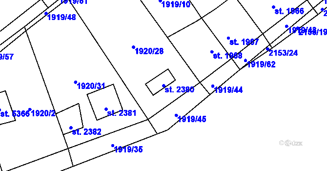 Parcela st. 2380 v KÚ Beroun, Katastrální mapa