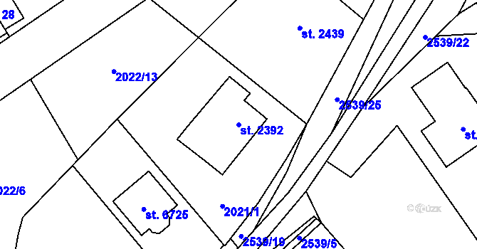 Parcela st. 2392 v KÚ Beroun, Katastrální mapa