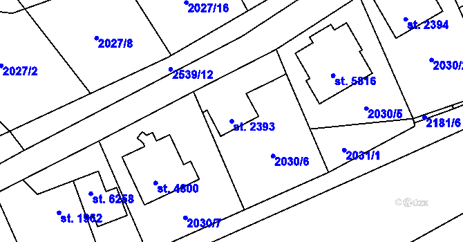 Parcela st. 2393 v KÚ Beroun, Katastrální mapa