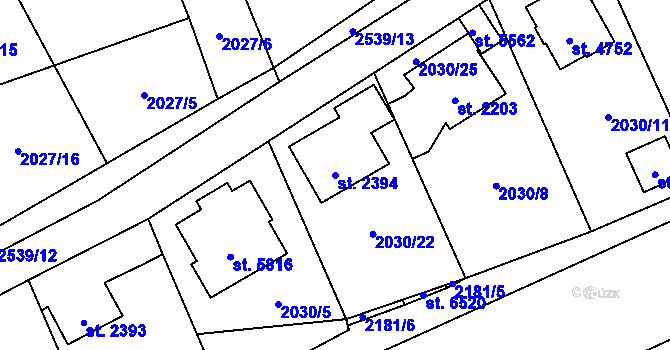 Parcela st. 2394 v KÚ Beroun, Katastrální mapa