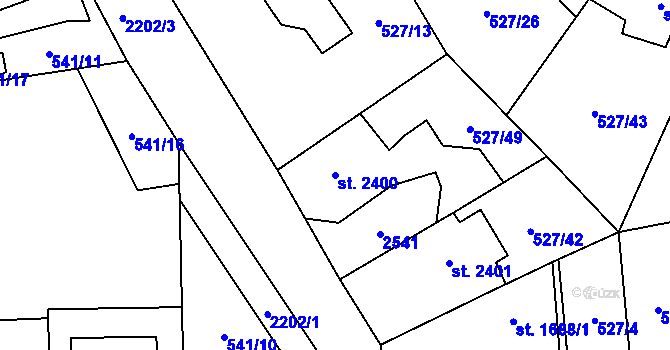 Parcela st. 2400 v KÚ Beroun, Katastrální mapa
