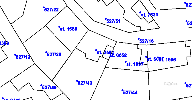 Parcela st. 2402 v KÚ Beroun, Katastrální mapa