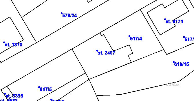 Parcela st. 2407 v KÚ Beroun, Katastrální mapa