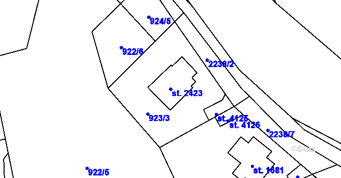 Parcela st. 2423 v KÚ Beroun, Katastrální mapa