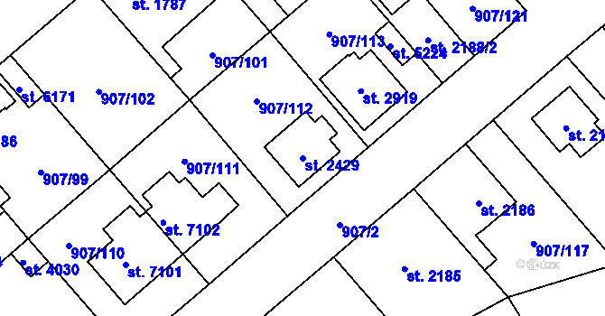 Parcela st. 2429 v KÚ Beroun, Katastrální mapa