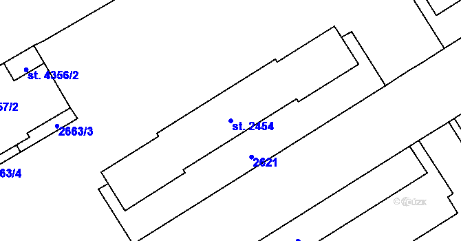 Parcela st. 2454 v KÚ Beroun, Katastrální mapa