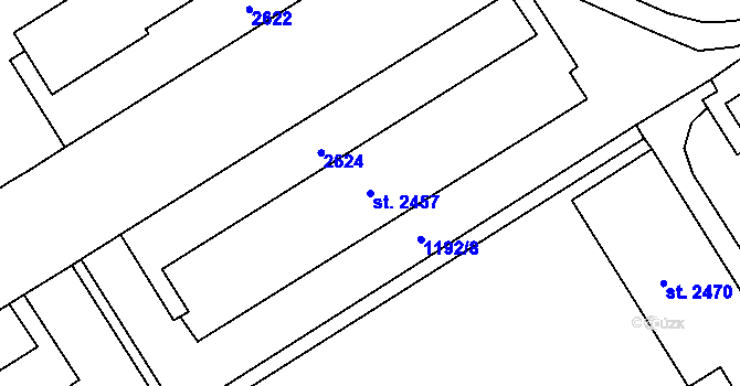Parcela st. 2457 v KÚ Beroun, Katastrální mapa