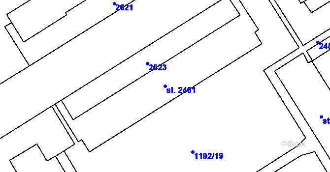 Parcela st. 2461 v KÚ Beroun, Katastrální mapa
