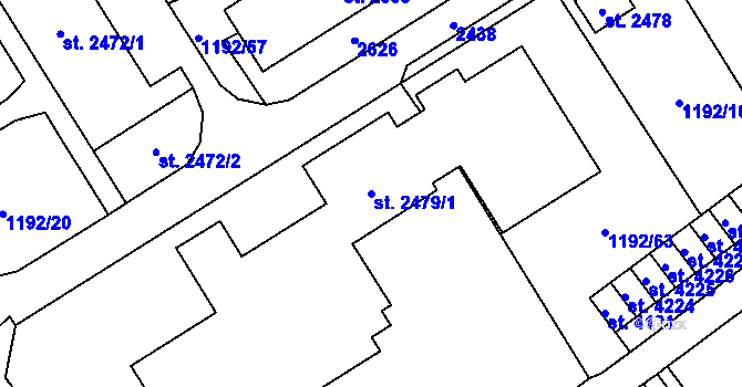 Parcela st. 2479/1 v KÚ Beroun, Katastrální mapa