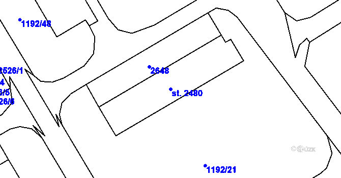 Parcela st. 2480 v KÚ Beroun, Katastrální mapa