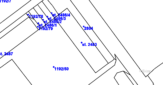 Parcela st. 2483 v KÚ Beroun, Katastrální mapa