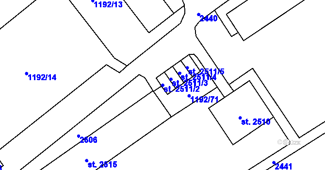 Parcela st. 2511/2 v KÚ Beroun, Katastrální mapa