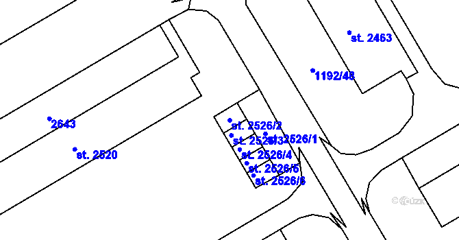 Parcela st. 2526/2 v KÚ Beroun, Katastrální mapa