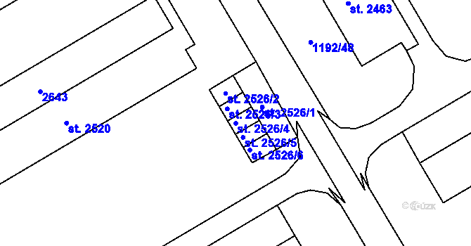 Parcela st. 2526/4 v KÚ Beroun, Katastrální mapa