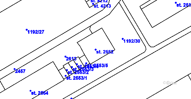 Parcela st. 2552 v KÚ Beroun, Katastrální mapa