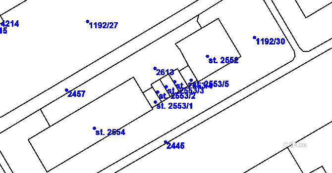 Parcela st. 2553/3 v KÚ Beroun, Katastrální mapa
