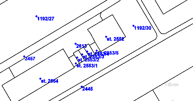 Parcela st. 2553/5 v KÚ Beroun, Katastrální mapa