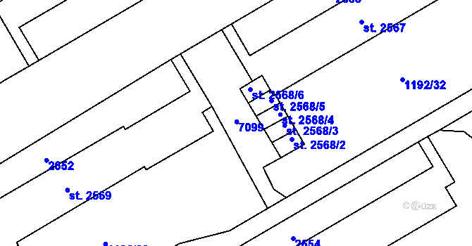 Parcela st. 2568/1 v KÚ Beroun, Katastrální mapa