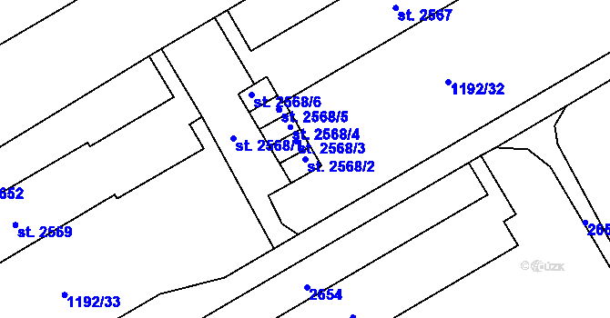 Parcela st. 2568/2 v KÚ Beroun, Katastrální mapa