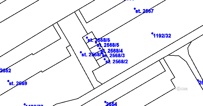 Parcela st. 2568/3 v KÚ Beroun, Katastrální mapa