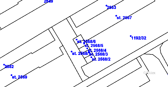 Parcela st. 2568/5 v KÚ Beroun, Katastrální mapa