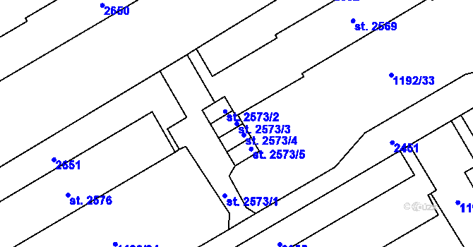 Parcela st. 2573/3 v KÚ Beroun, Katastrální mapa