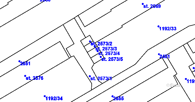 Parcela st. 2573/4 v KÚ Beroun, Katastrální mapa