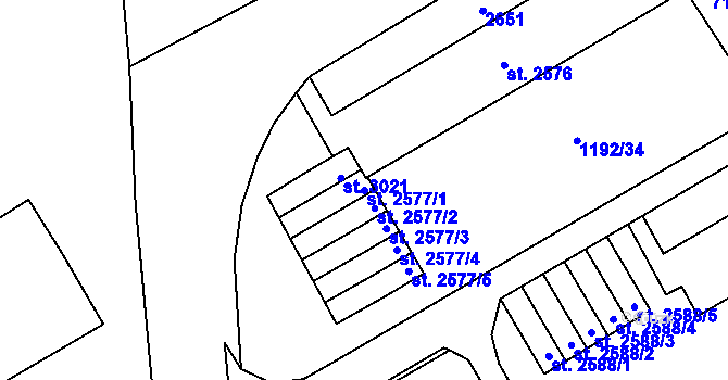Parcela st. 2577/1 v KÚ Beroun, Katastrální mapa