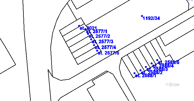 Parcela st. 2577/5 v KÚ Beroun, Katastrální mapa