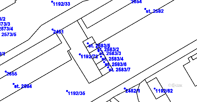 Parcela st. 2583/3 v KÚ Beroun, Katastrální mapa