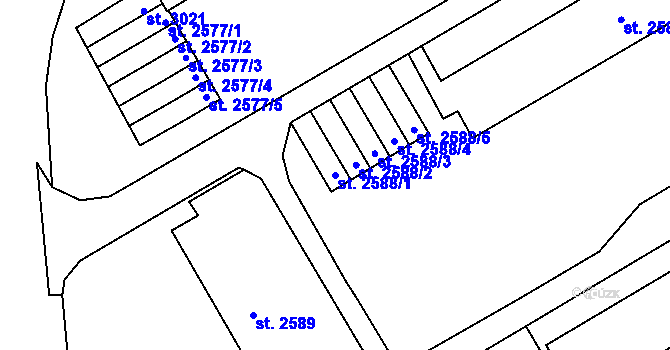 Parcela st. 2588/1 v KÚ Beroun, Katastrální mapa