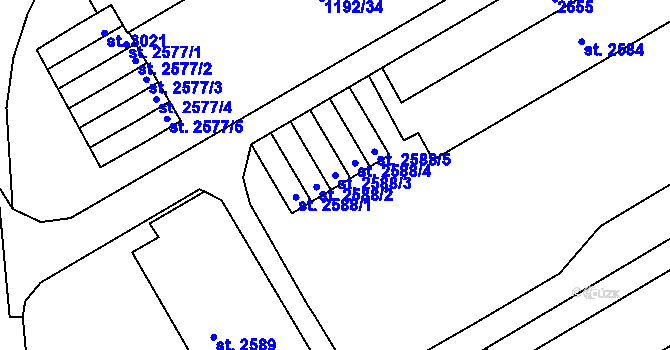 Parcela st. 2588/3 v KÚ Beroun, Katastrální mapa
