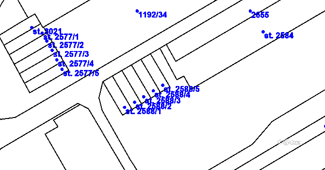 Parcela st. 2588/5 v KÚ Beroun, Katastrální mapa
