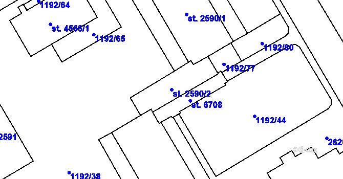 Parcela st. 2590/2 v KÚ Beroun, Katastrální mapa