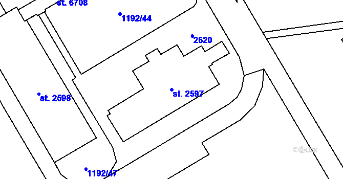 Parcela st. 2597 v KÚ Beroun, Katastrální mapa