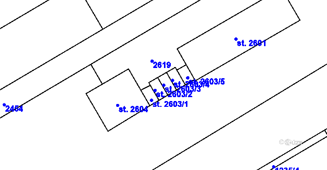Parcela st. 2603/3 v KÚ Beroun, Katastrální mapa