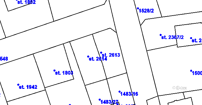 Parcela st. 2613 v KÚ Beroun, Katastrální mapa
