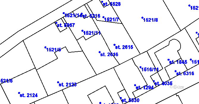 Parcela st. 2616 v KÚ Beroun, Katastrální mapa