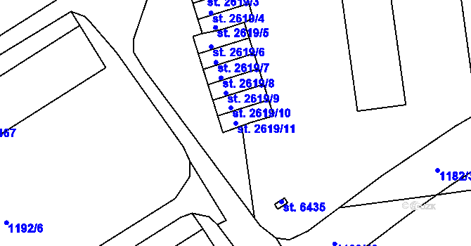 Parcela st. 2619/11 v KÚ Beroun, Katastrální mapa