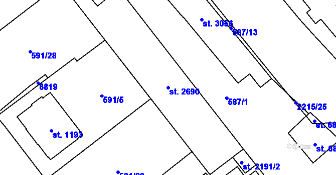 Parcela st. 2690 v KÚ Beroun, Katastrální mapa