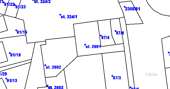 Parcela st. 2691 v KÚ Beroun, Katastrální mapa