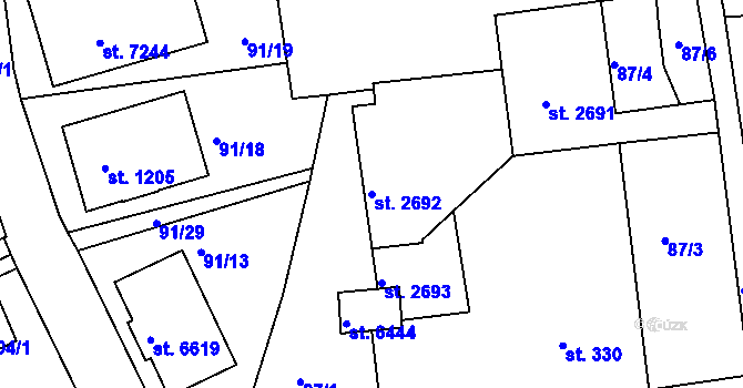 Parcela st. 2692 v KÚ Beroun, Katastrální mapa