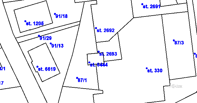 Parcela st. 2693 v KÚ Beroun, Katastrální mapa