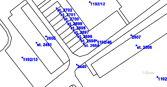Parcela st. 2694 v KÚ Beroun, Katastrální mapa