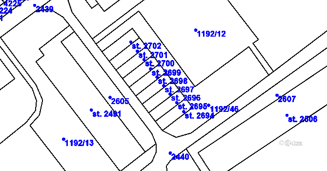 Parcela st. 2697 v KÚ Beroun, Katastrální mapa