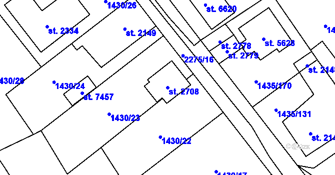 Parcela st. 2708 v KÚ Beroun, Katastrální mapa